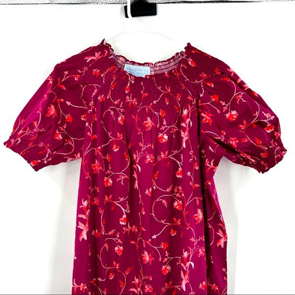 NWT Hill House Caroline Nap Dress Burgundy Botanical Poplin S - Picture 3 of 10